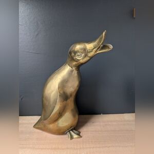 Vintage Large Brass Standing Duck